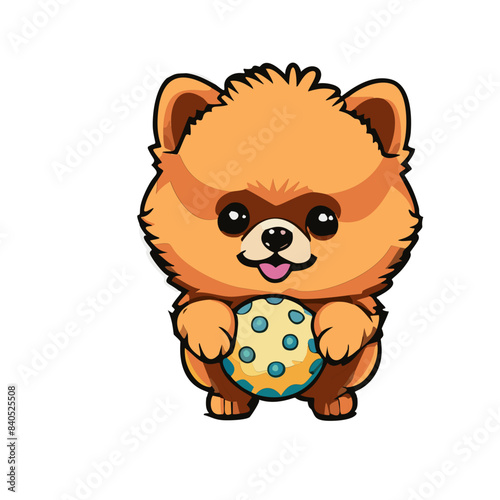 Zwergspitz Pomeranian Illustration Vektor Kunst Comic 