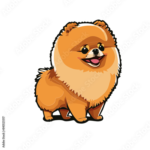 Zwergspitz Pomeranian Illustration Vektor Kunst Comic 