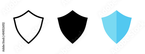 Shiel icon set. Safety symbol. Defense and protection vector illustration. Security pictogram. Guard emblem. Guarantee badge. Privacy label.