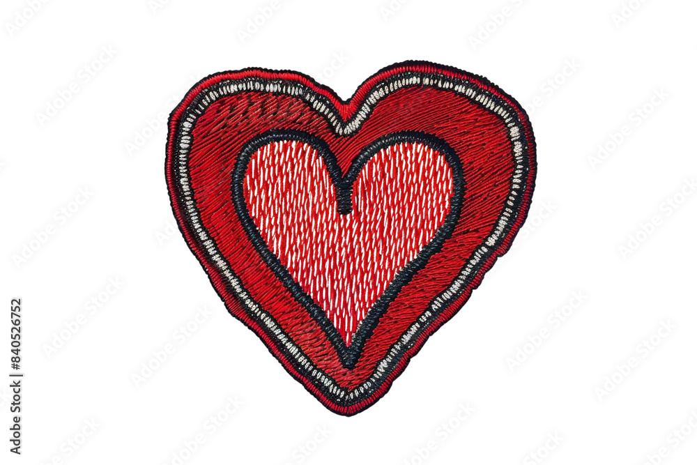 A vibrant red heart patch with detailed stitching, perfect for clothing embellishments, DIY projects, and creative designs. A vibrant red heart patch with detailed stitching, perfect for clothing embellishments, DIY projects, and creative designs.