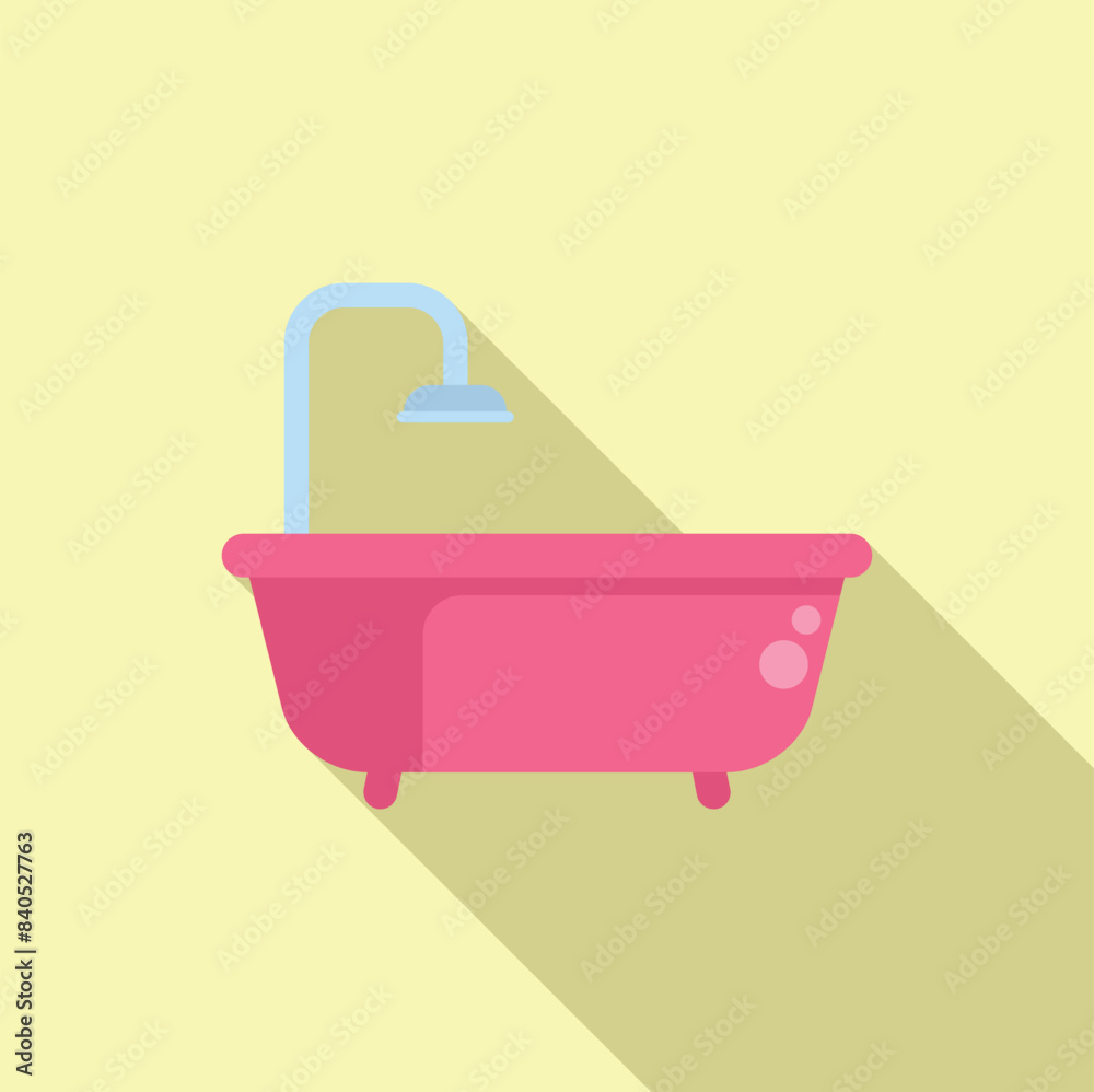 Vector graphic of a pink bathtub with a minimalistic design and pastel background Vector graphic of a pink bathtub with a minimalistic design and pastel background