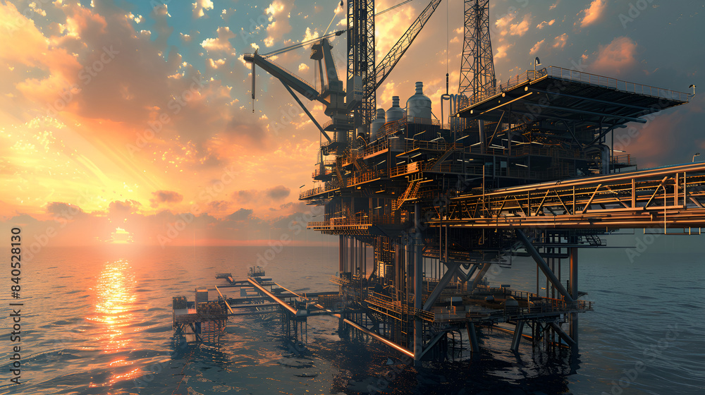 Oil and gas platform or Construction platform in the gulf or the sea, Production process for oil and gas industry