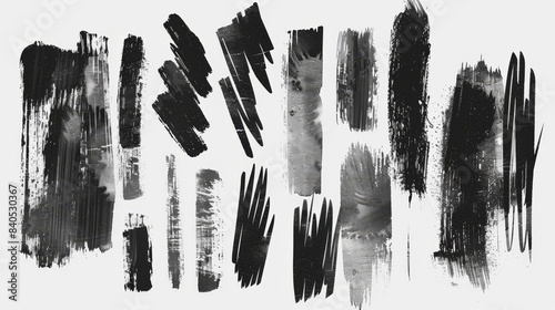 Black ink spots, paintbrush and splashes grunge isolated on white background. Modern set black brush stroke, dirty artistic design elements. Drops and blots grunge. Modern ink box.