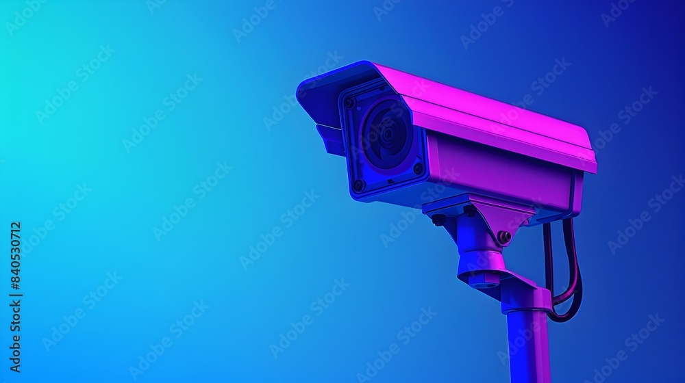 Elegant 3D Rendered High-Tech Security with Night Vision and Vibrant Blue Gradient Background Elegant 3D Rendered High-Tech Security with Night Vision and Vibrant Blue Gradient Background