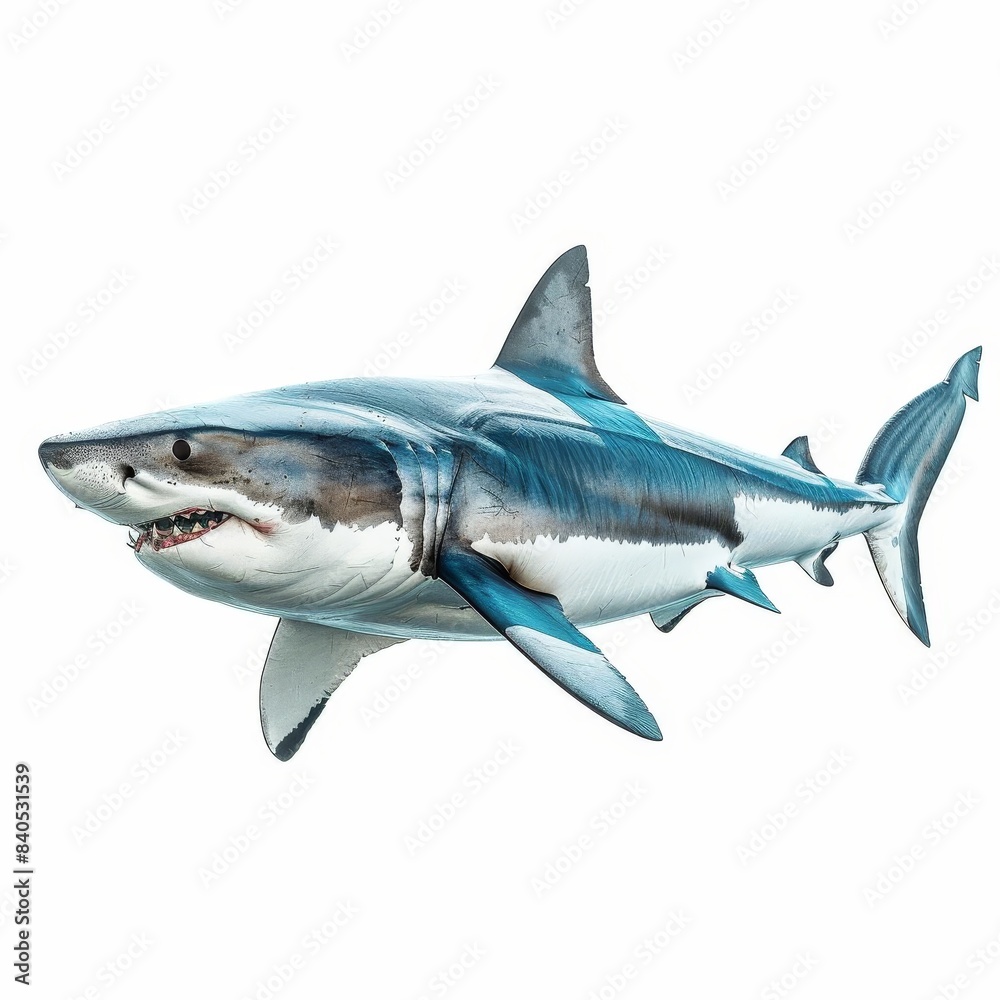 Detailed illustration of a Great White Shark swimming. Perfect for ocean, wildlife, and marine theme projects. Detailed illustration of a Great White Shark swimming. Perfect for ocean, wildlife, and marine theme projects.