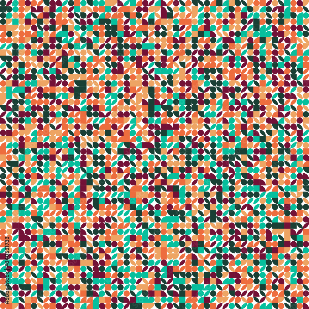 Abstract modern background with geometric shapes. Squares, circles, triangles, stripes. Bauhaus style. Set with graphic elements. Seamless pattern. Design in minimal flat style. Abstract modern background with geometric shapes. Squares, circles, triangles, stripes. Bauhaus style. Set with graphic elements. Seamless pattern. Design in minimal flat style.