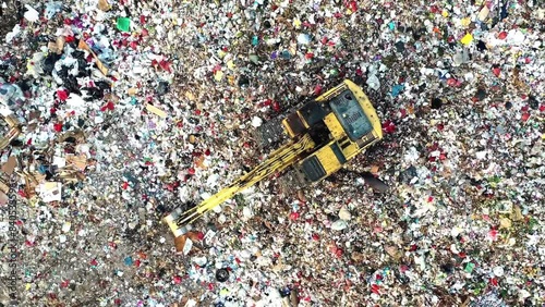 aerial view of excavator trash 