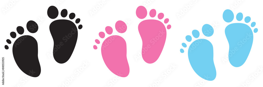 New born, pregnant or coming soon footprints shoes and shoe sole. Kids or baby feet and foot steps. Fun vector footsteps icon for print. Slogan Love heart blue boy or pink girl sign New born, pregnant or coming soon footprints shoes and shoe sole. Kids or baby feet and foot steps. Fun vector footsteps icon for print. Slogan Love heart blue boy or pink girl sign
