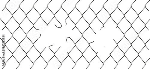 Steel wire chain link fence seamless pattern. Metal lattice with rhombus, Grid fence background. Prison wire mesh seamless texture. Vector illustration eps10.