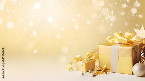 yellow Christmas elements decorative poster web page PPT background © jinzhen