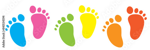 Baby footprint flat icon Vector stock illustration for poster