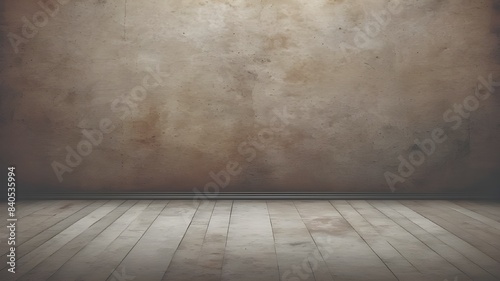 Cement wall background and wood floor with space
