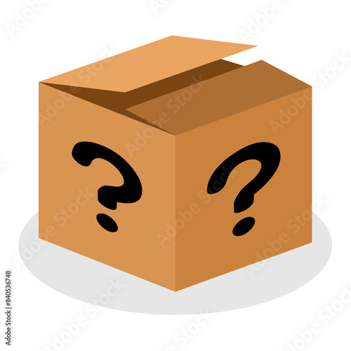 Mystery contest box. Mystery box gift question icon