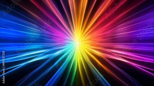 Vibrant Pride Celebration  Symmetrical Neon Background in Rainbow Hues
