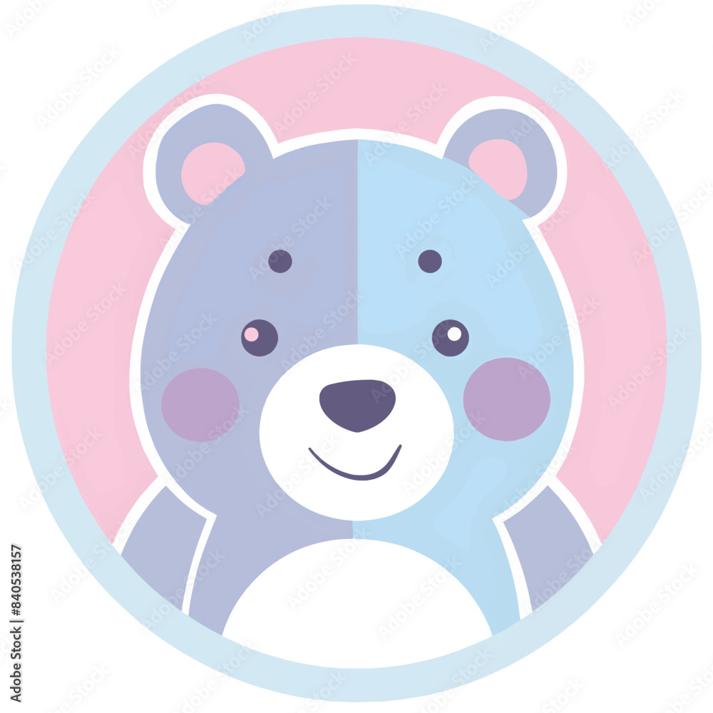 Rounded, soft style logo of a bear with a style for children