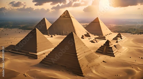 ピラミッドと夕陽 photo