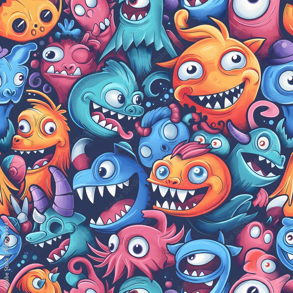 Concept = pattern, seamless, (cartoon characters) Concept = pattern, seamless, (cartoon characters)