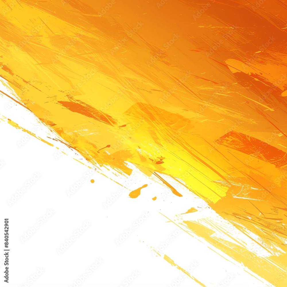 Abstract digital painting with vivid orange and yellow brushstrokes on a white background, evoking energy and warmth. Abstract digital painting with vivid orange and yellow brushstrokes on a white background, evoking energy and warmth.