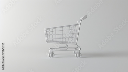 Minimalist white shopping cart against a plain background, highlighting simple design and functionality for retail or e-commerce concepts.