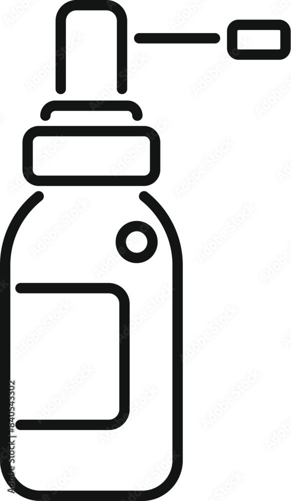 Fototapeta premium Black line illustration of a nasal spray bottle for medical and healthcare design