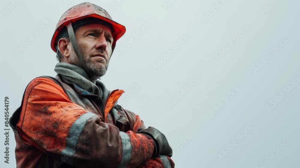 Obraz premium Ingenious artificial intelligence worker with helmet and gloves.