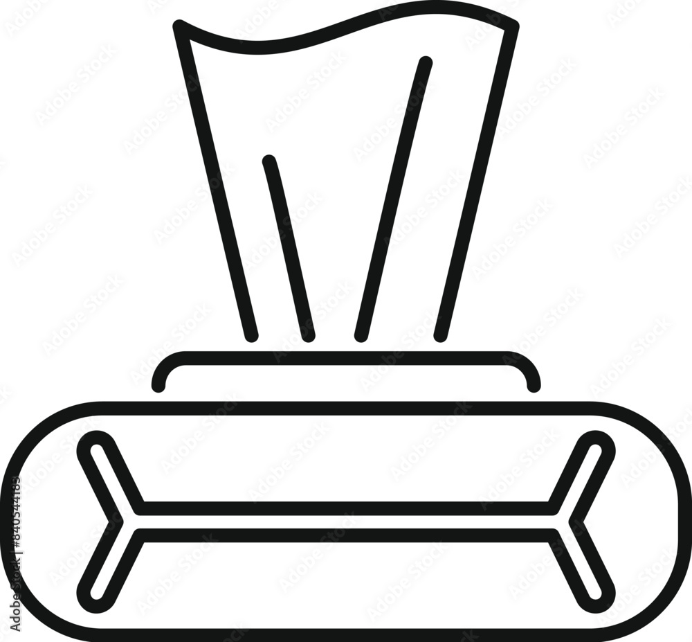 Vector line drawing of a sleek tissue box, ideal for icon design or minimalist concepts Vector line drawing of a sleek tissue box, ideal for icon design or minimalist concepts