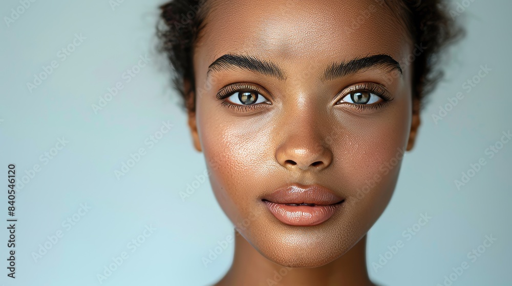 Portrait of a young lady with flawless smooth skin, isolated on white. Concept of natural beauty, Portrait of a young lady with flawless smooth skin, isolated on white. Concept of natural beauty,