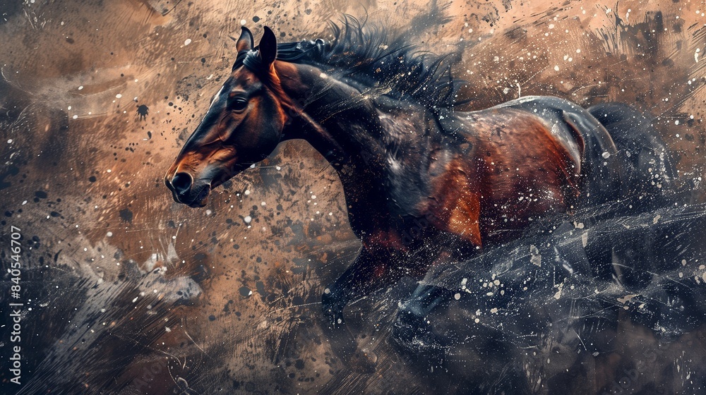 Obraz premium panel wall art with horse for wall decoration