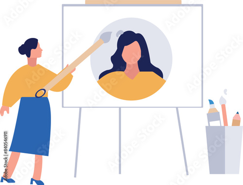 A girl is painting a girl's picture.