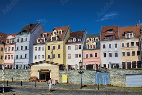 Obraz na płótnie zgorzelec, polen - sanierte bunte häuserzeile in der altstadt w salonie