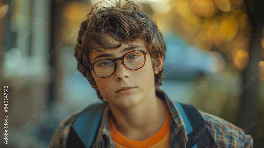 An 80s or 90s style portrait of a young American schoolboy An 80s or 90s style portrait of a young American schoolboy