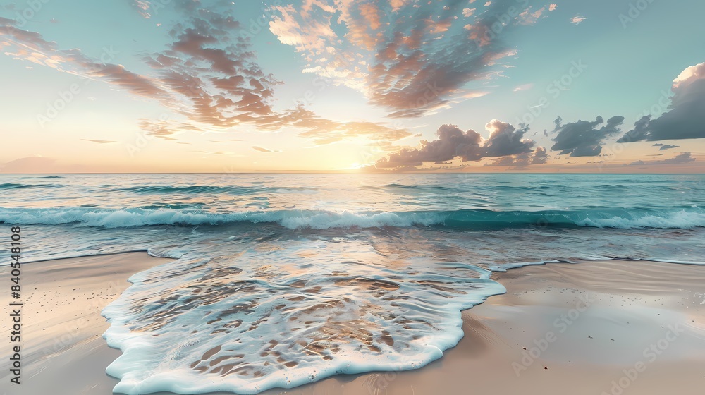 Fototapeta premium Digital sunrise beach sea abstract graphic poster background