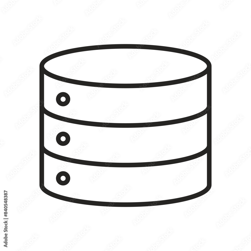 database icon Cylindrical data center storage unit in vector style on white background. database icon Cylindrical data center storage unit in vector style on white background.