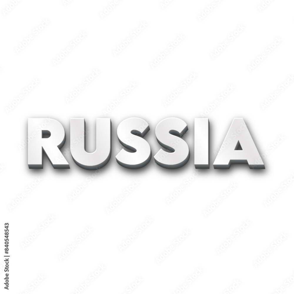 3D Russia text on white background 3D Russia text on white background
