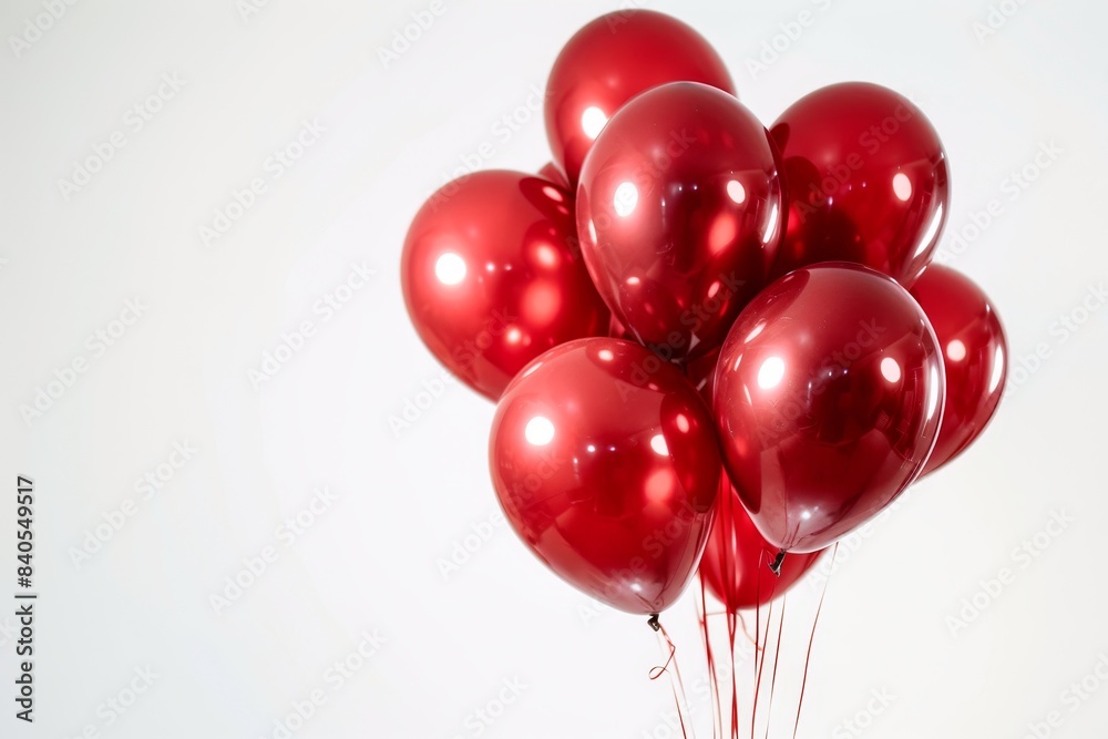 Realistic photograph of a complete Red balloons,solid stark white background, focused lighting Realistic photograph of a complete Red balloons,solid stark white background, focused lighting