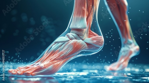 A close up of a leg with the muscles and tendons visible photo