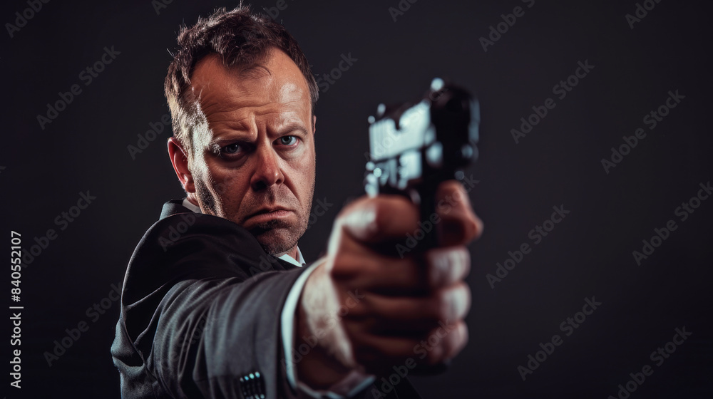 Portrait of an undercover police detective or special agent with a gun Portrait of an undercover police detective or special agent with a gun