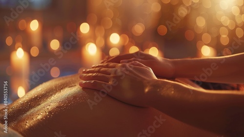 Wallpaper Mural Close-up of a relaxing massage therapy session with warm, ambient lighting, highlighting the soothing and therapeutic touch. Torontodigital.ca
