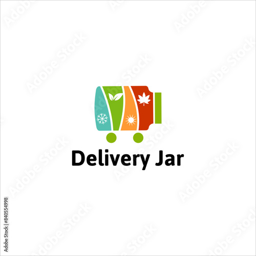delivery express jar logo. agricultural  farm vector. fresh vegetable design template