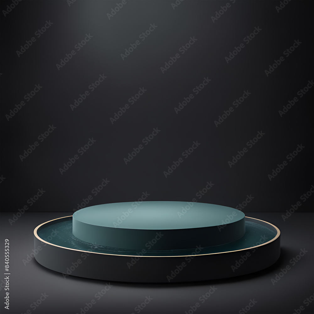 Abstract Geometric 3D Rendering Cylinder Podium background for product presentation with water Abstract Geometric 3D Rendering Cylinder Podium background for product presentation with water