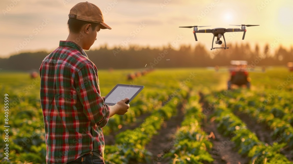 man driving a drone over a crop on a farm at sunset in high resolution and quality man driving a drone over a crop on a farm at sunset in high resolution and quality