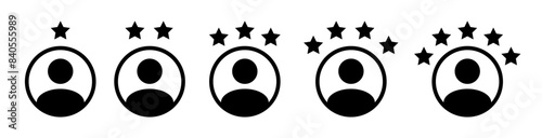 Customer experience or 5 star satisfaction rating. Line art. Vector icon for review apps and websites