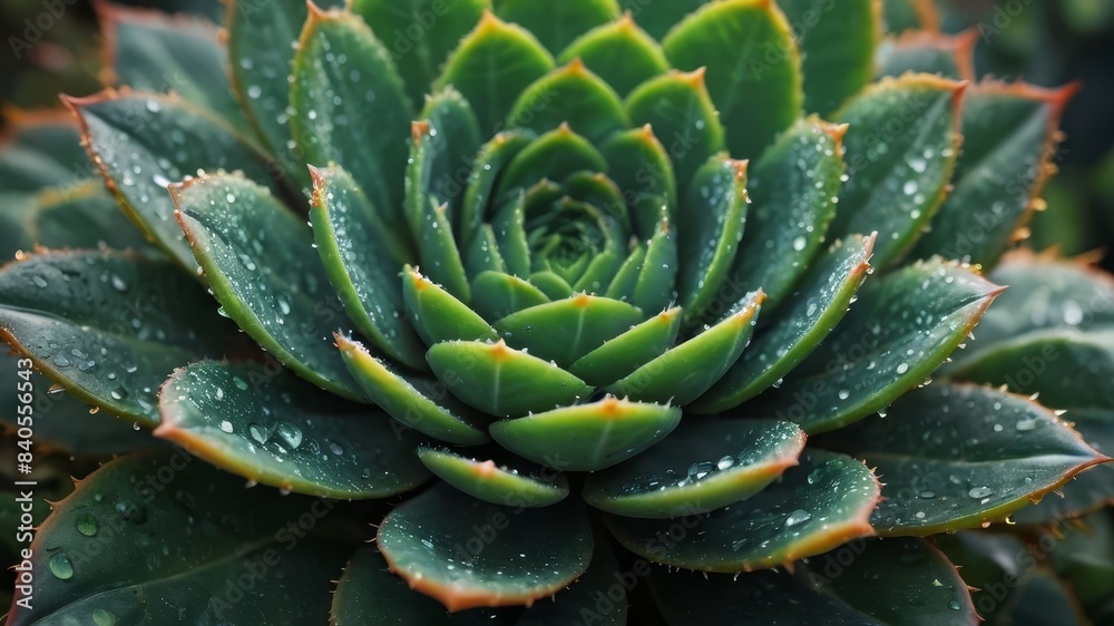 A close-up of a vibrant succulent plant, succulent leaves glistening with morning dew, rich green and red colors A close-up of a vibrant succulent plant, succulent leaves glistening with morning dew, rich green and red colors