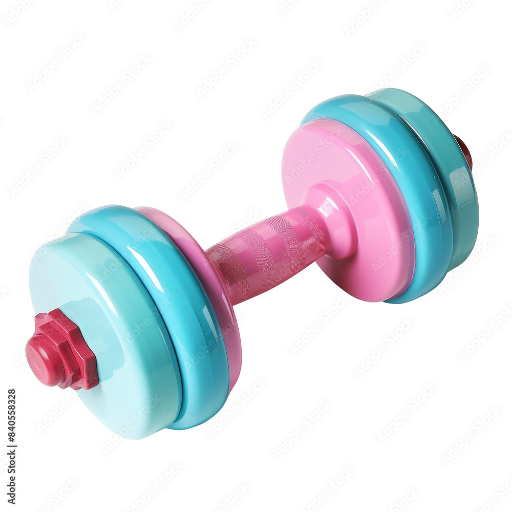 Photo of a vibrant, colorful dumbbell with pink and blue weights. Ideal for fitness, exercise, and strength training visuals. Photo of a vibrant, colorful dumbbell with pink and blue weights. Ideal for fitness, exercise, and strength training visuals.