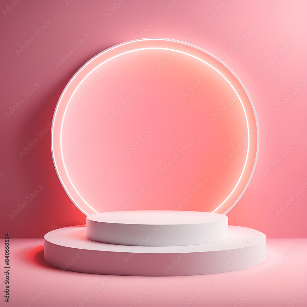 Abstract Geometric 3D Rendering Cylinder Podium Background. Minimalism Colored with lights Still Life Style Abstract Geometric 3D Rendering Cylinder Podium Background. Minimalism Colored with lights Still Life Style
