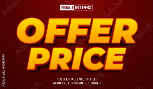Editable 3d text style effect - Offer Price text effect Template