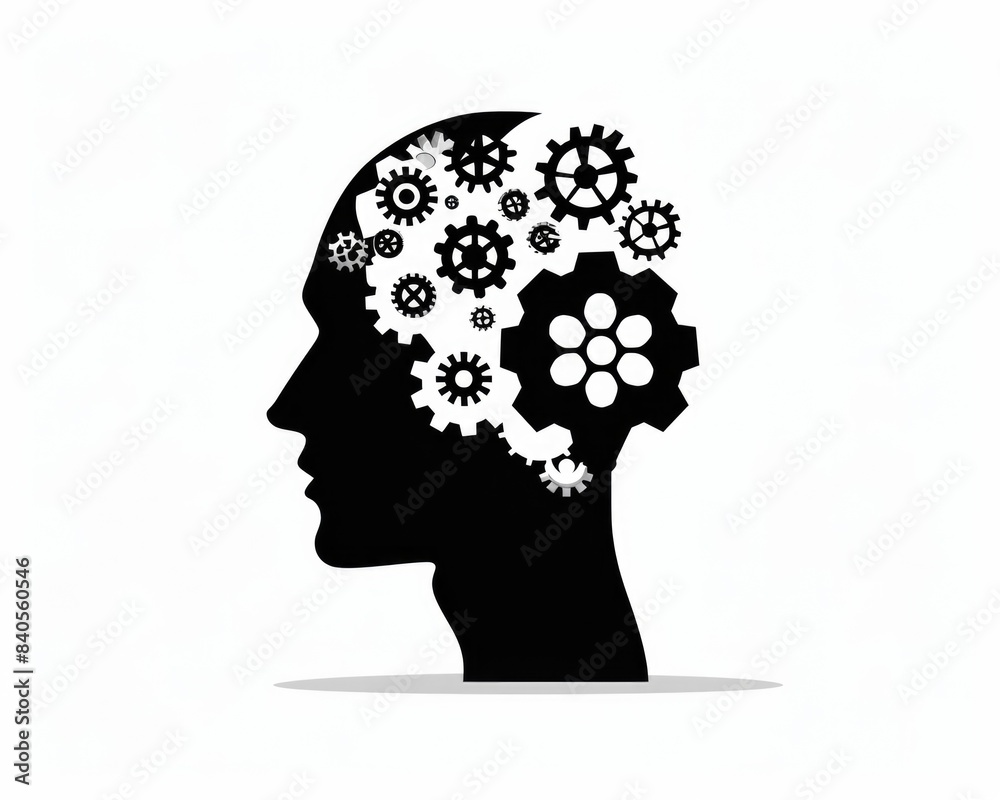 Head Gears. Human Brain with Gears Business Icon Concept Head Gears. Human Brain with Gears Business Icon Concept