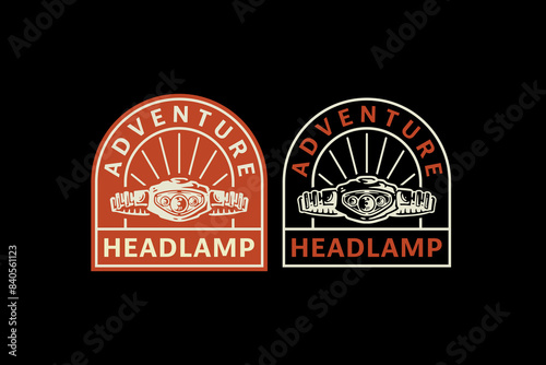 headlamp outdoor logo design for wildlife adventure and survival kit sport business