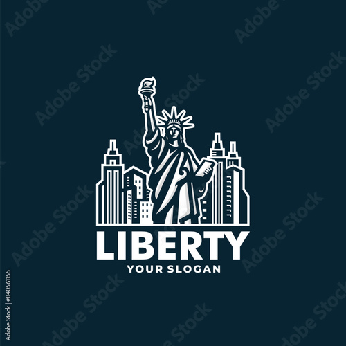 Statue liberty logo vector. EPS 10 editable vector