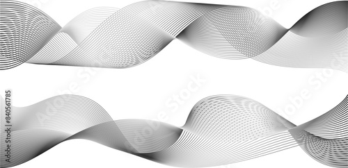 Abstract sine line waves. Wind air flow pattern undulate curves. Science tech swirls with thin twisted connected vibration simple grid. Vector or png certificate background